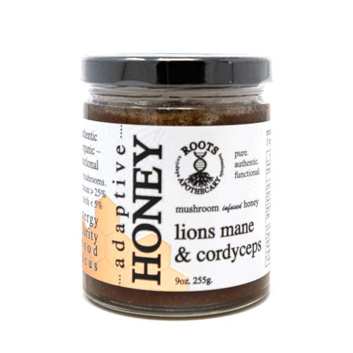 mushroom-infused honey jar