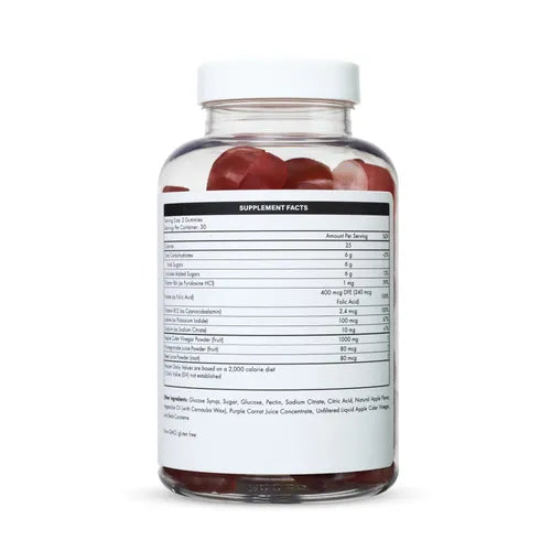 ACV Glow apple cider vinegar gummies with B12 and folate