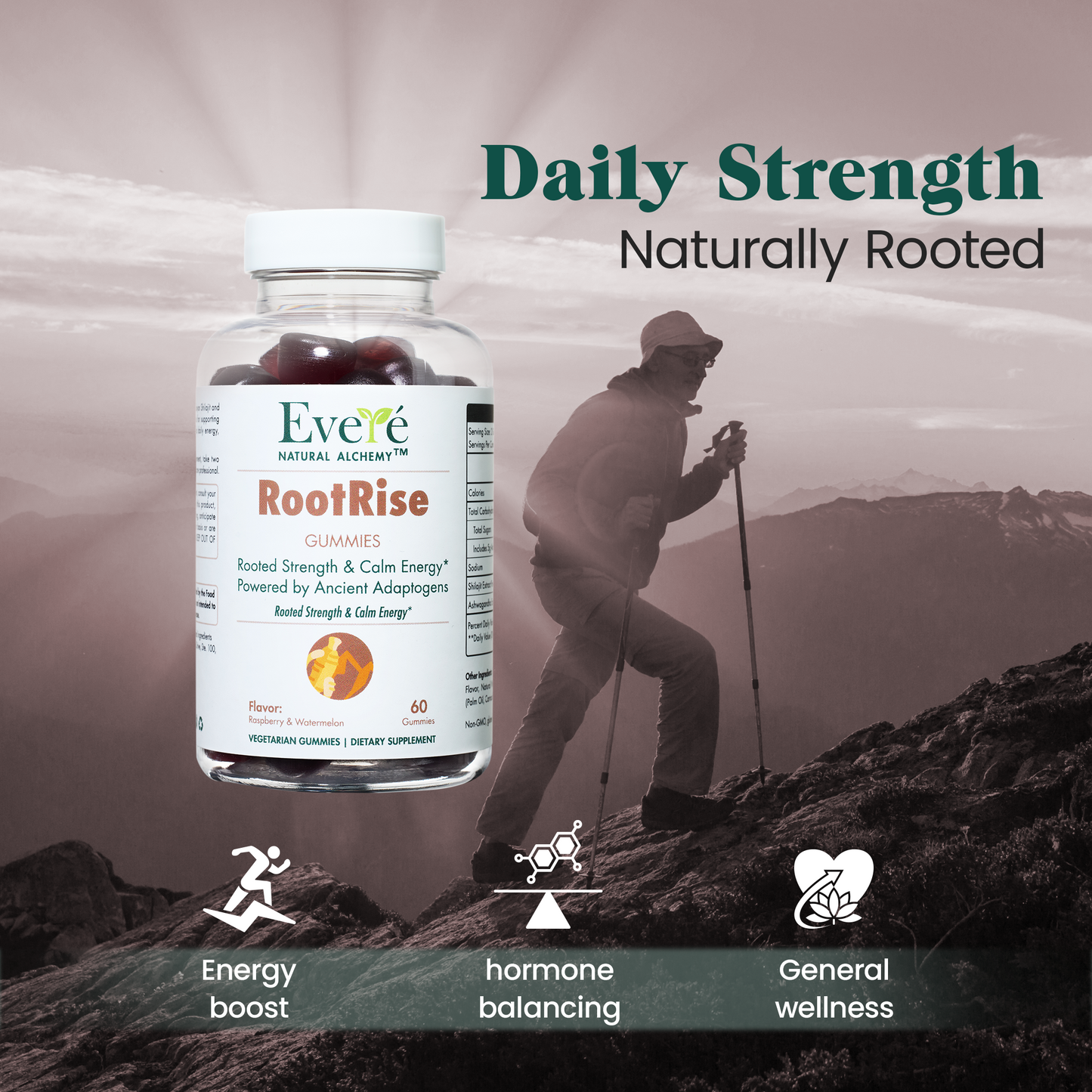 RootRise - Shilajit + Ashwagandha Gummies (60 Gummies)