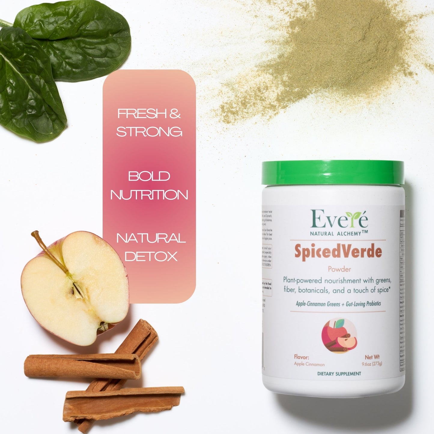 SpicedVerde – Apple Cinnamon Turnover Greens Powder (Net Weight 9.6oz)
