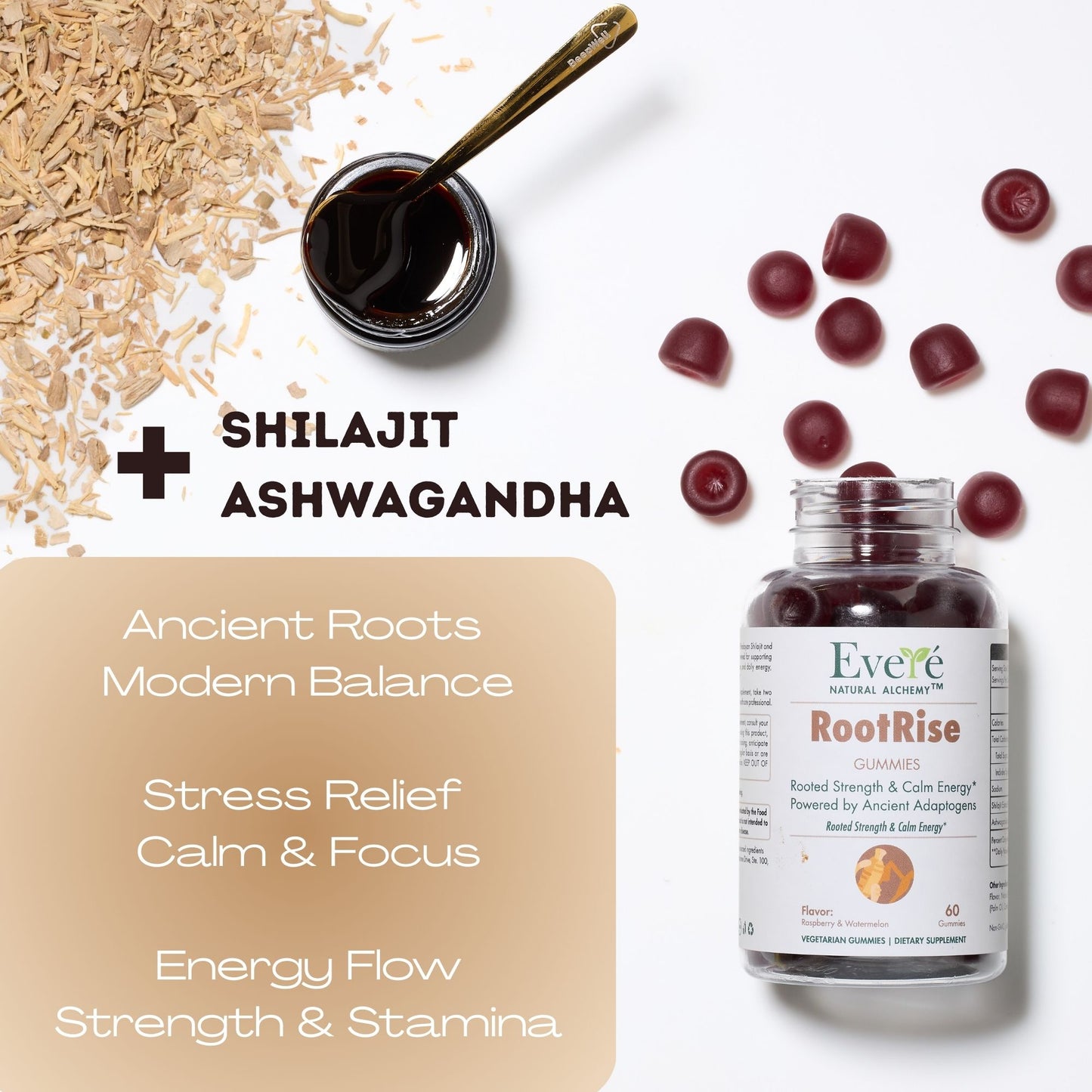 RootRise - Shilajit + Ashwagandha Gummies (60 Gummies)
