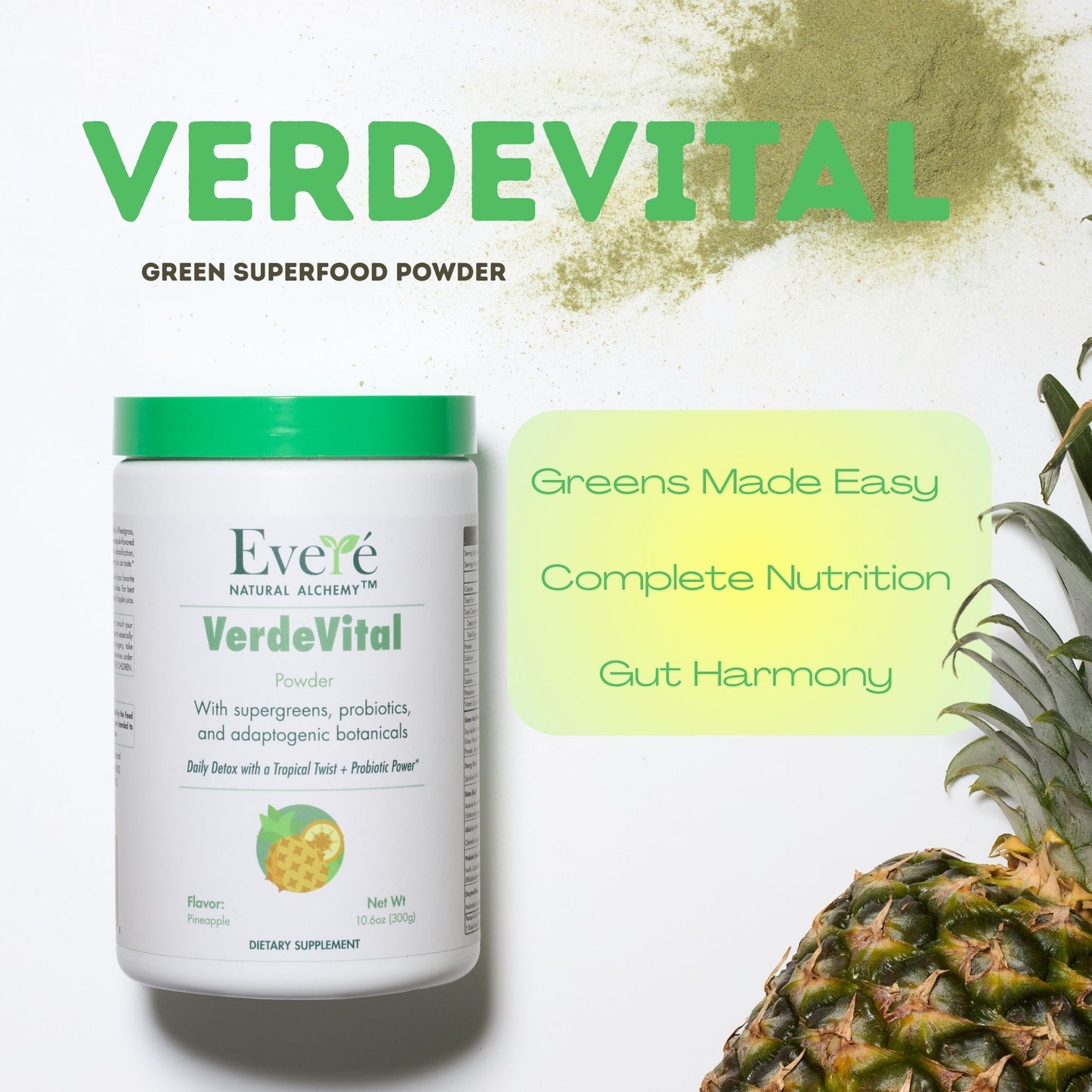 VerdeVital Powder - Pineapple Flavor (Net Weight 10.58oz)